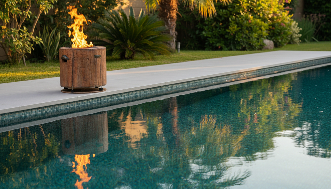 Eco Fuego fireplace in modern patio vignette